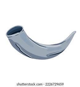 Jewish horn shofar. Ritual religious ancient trumpet. Flat cartoon illustration