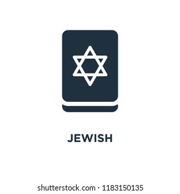 Jewish icon. Black filled vector illustration. Jewish symbol on white background. Can be used in web and mobile.