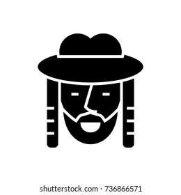 jewish icon, vector illustration, black sign on isolated background