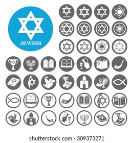 Jewish icons set. Illustration EPS10