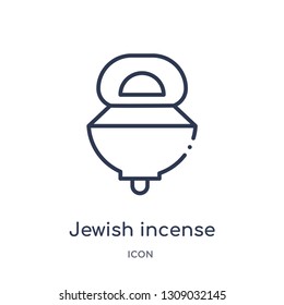 jewish incense icon from religion outline collection. Thin line jewish incense icon isolated on white background.