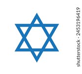 Jewish Israeli religious symbol. David judaism star icon logo. Israel jew faith concept design isolated icon logo