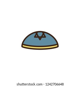 Jewish kippah filled outline icon, line vector sign, linear colorful pictogram isolated on white. Hebrew bale symbol, logo illustration. Pixel perfect vector graphics