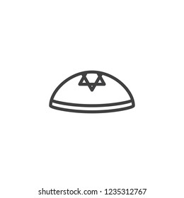 Jewish kippah outline icon. linear style sign for mobile concept and web design. Hebrew bale simple line vector icon. Judaism religion hat symbol, logo illustration. Pixel perfect vector graphics
