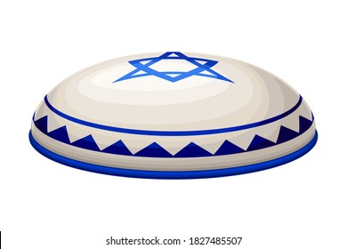 Jewish Kippah as Religious Headdress of Hebrew Vector Illustration