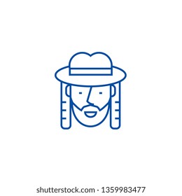 Jewish line icon concept. Jewish flat  vector symbol, sign, outline illustration.