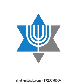 Jewish Logo Jewish Star and Jewish Candles Symbol