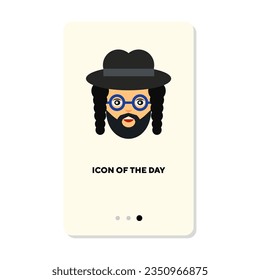 Jewish man with beard flat icon. Jew isolated vector sign. Culture and religion concept. Vector illustration symbol elements for web design and apps
