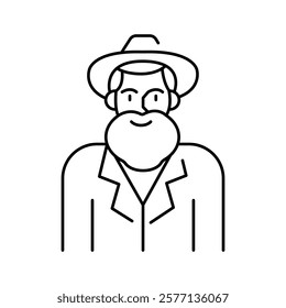 Jewish man color icon. Judaism religion.Sign for web page, mobile app, button, logo. Vector isolated button. Editable stroke.