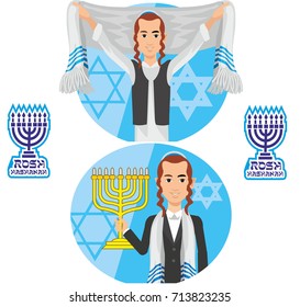 A Jewish man with a menorah.