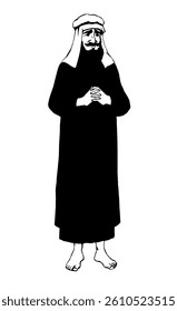 Jewish man in old clothes. Vector drawing