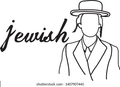 Jewish man orthodox Palestine hand drawn