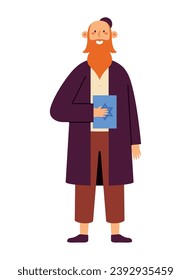 jewish man with torah book vector isolated
