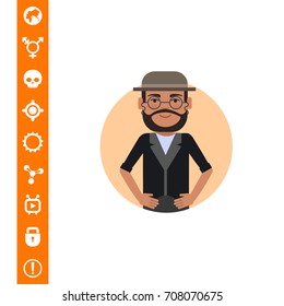 Jewish man wearing glasses and hat