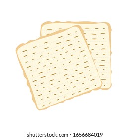 Jewish matzah bread vector illustration. Traditional matzoh pesach food.