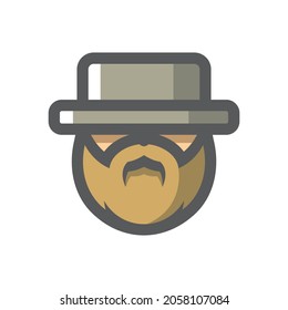 Jewish men Head Vector icon Cartoon illustration