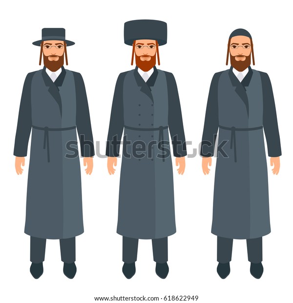 Jewish Men Set Traditional Religious Clothes Stock Vector (Royalty Free ...