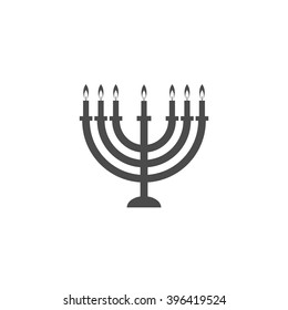 Jewish menorah candelabrum. Vector icon grey
