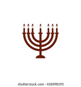 Jewish Menorah Candelabrum. Vector Icon Brown