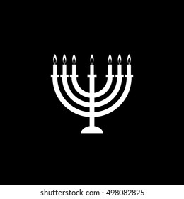 Jewish menorah candelabrum. Vector icon black and white