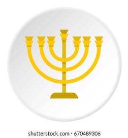 Jewish Menorah with candles icon in flat circle isolated vector illustration for web