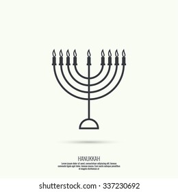 Jewish Menorah with candles icon. Vector illustration