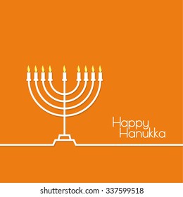 Jewish Menorah with candles. Vector illustration. Abstract background happy