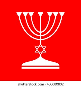 Jewish Menorah candlestick in black silhouette