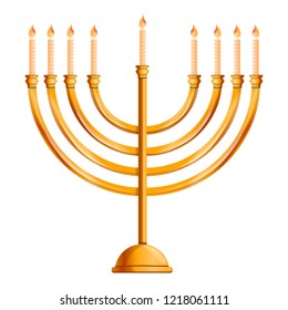 Jewish menorah icon. Cartoon of jewish menorah vector icon for web design isolated on white background