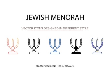 Jewish Menorah icon design with white background stock illustration