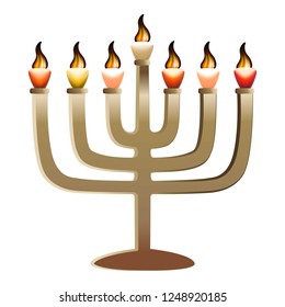 Jewish menorah icon. Realistic illustration of jewish menorah vector icon for web design isolated on white background