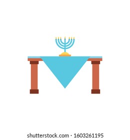 Jewish menorah over table design, Hanukkah holiday celebration judaism religion festival traditional and culture theme Vector illustration