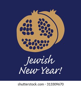 Jewish New Year greeting vector card.