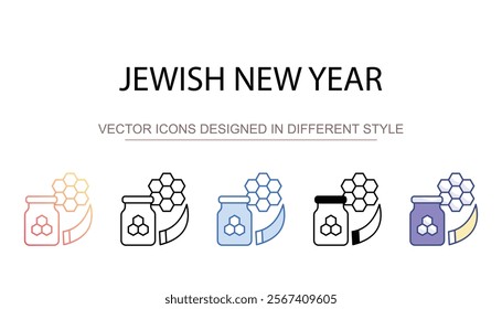 Jewish New Year icon design with white background stock illustration
