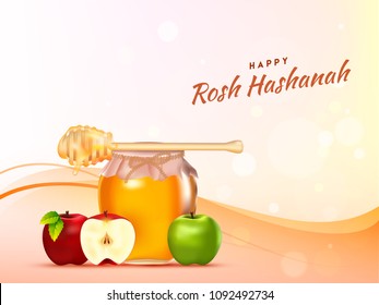 Jewish New Year, Rosh Hashanah Festival Background. 