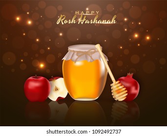 Jewish New Year, Rosh Hashanah Festival Background. 