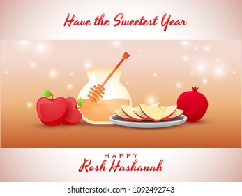 Jewish New Year, Rosh Hashanah Festival Background. 