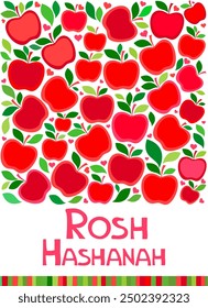 Jüdisches Neujahr, rosa Hashanah, Grußkartenset mit traditionellen Symbolen. Frohes neues Jahr. Apfel und Blätter, jüdische Neujahrssymbole und Symbole. Vorlage für Postkarte oder Einladungskarte, Poster, Banner