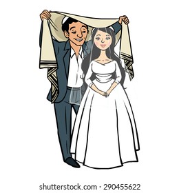 jewish newlyweds. vector illustration