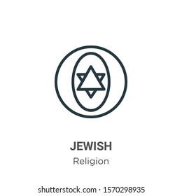 Jewish outline vector icon. Thin line black jewish icon, flat vector simple element illustration from editable religion concept isolated on white background