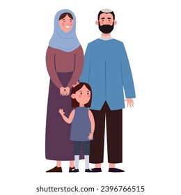 jewish parents and daughter illustration isolated