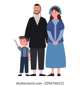 jewish parents and son illustration isolated