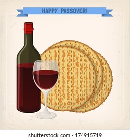 Jewish passover holiday greeting card design. Vector illustration