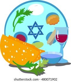 Jewish Passover. Vector illustration isolated on white background