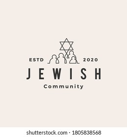 jewish people community hipster vintage logo vector icon illustration