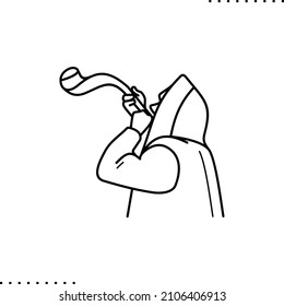 Jewish prayer blowing in shofar in Rosh Hashanah day, horn  Judaism religion vector illustration isolated on white