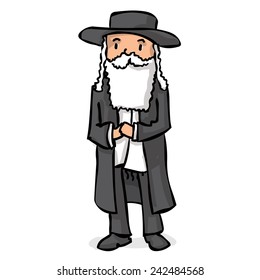 Jewish priest. Hand drawn cartoon illustration.