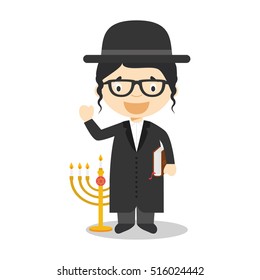 Jewish Rabbi Cartoon Character Israel Dressed Stock Vector (Royalty ...