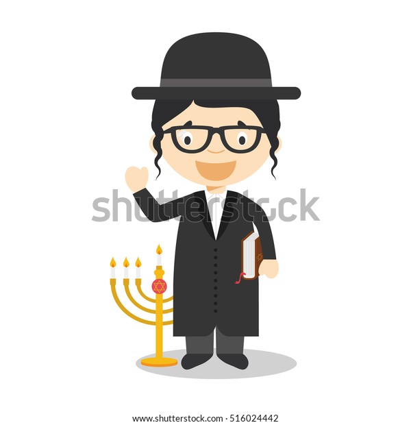 Jewish Rabbi Cartoon Character Israel Dressed Stock Vector (Royalty ...