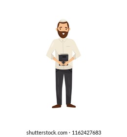 Jewish Rabbi character, religion representative vector Illustration on a white background